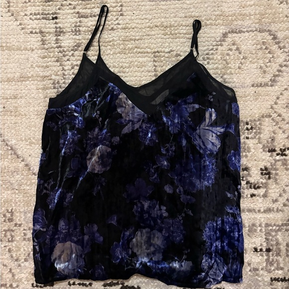 Lucky Brand Floral Velvet Cami Top - Black and Blue - Picture 3 of 3